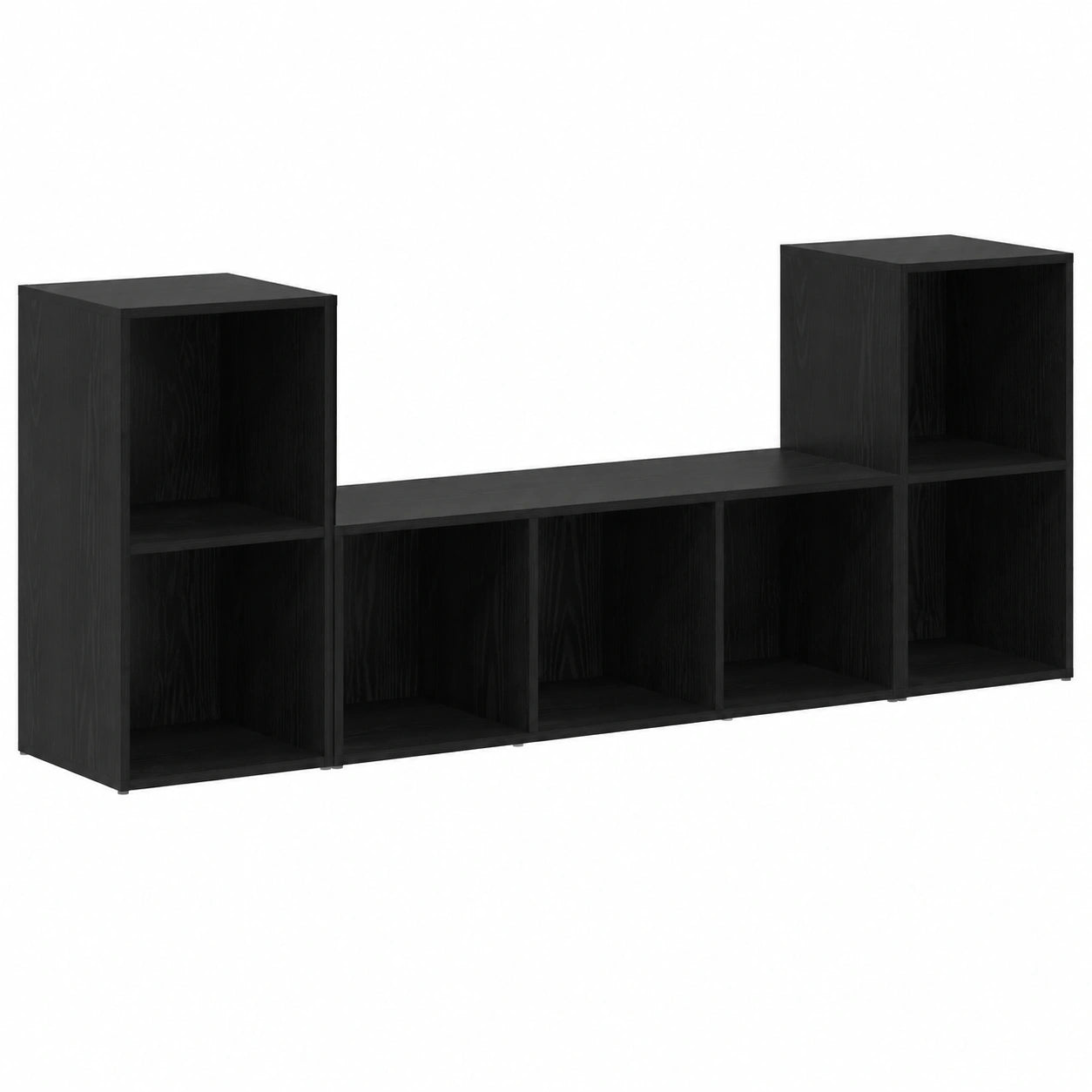Conjunto Mueble TV 3 Piezas Negro de Madera para Sala de Estar