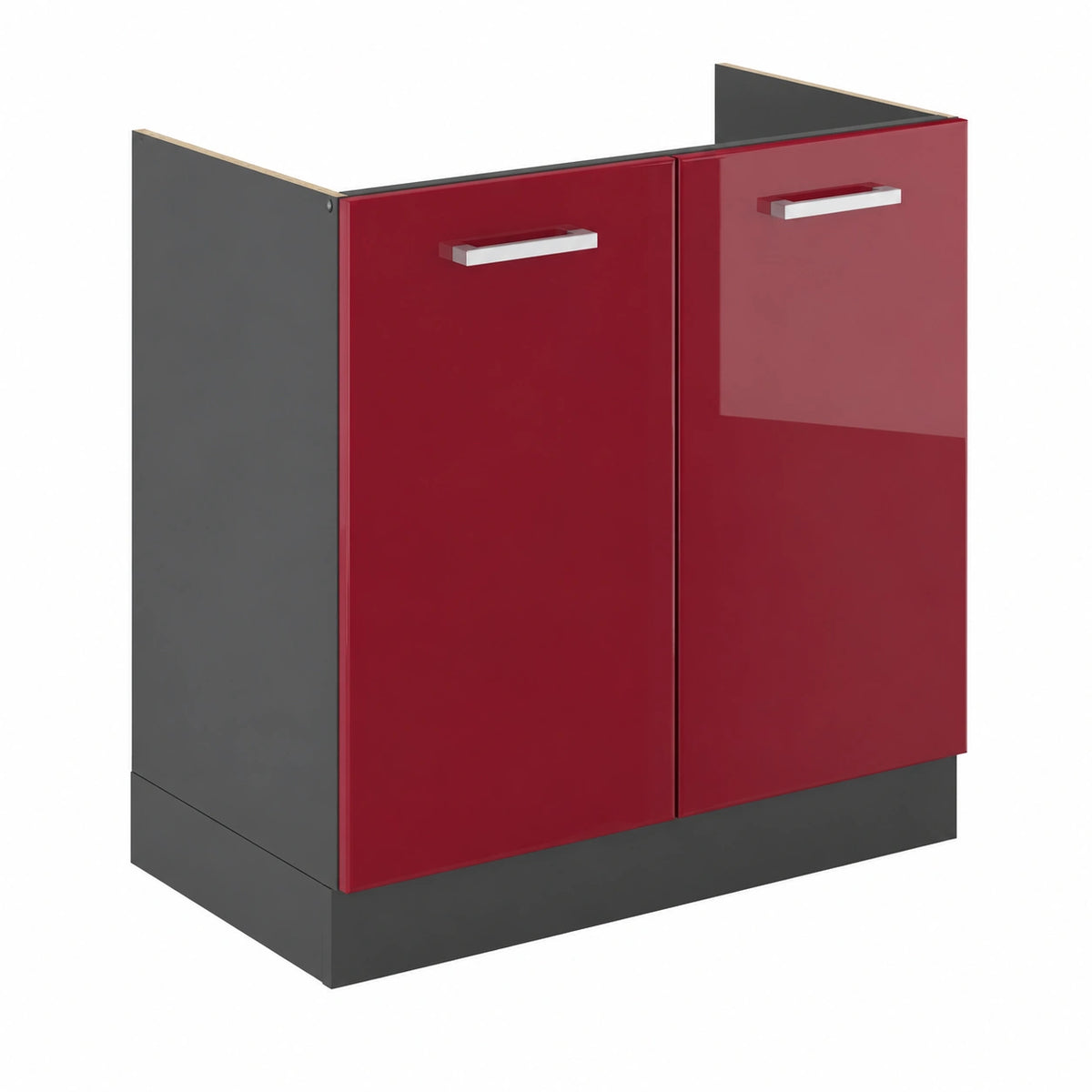 Armario Bajo Fregadero 80 cm Rojo Brillante Modular