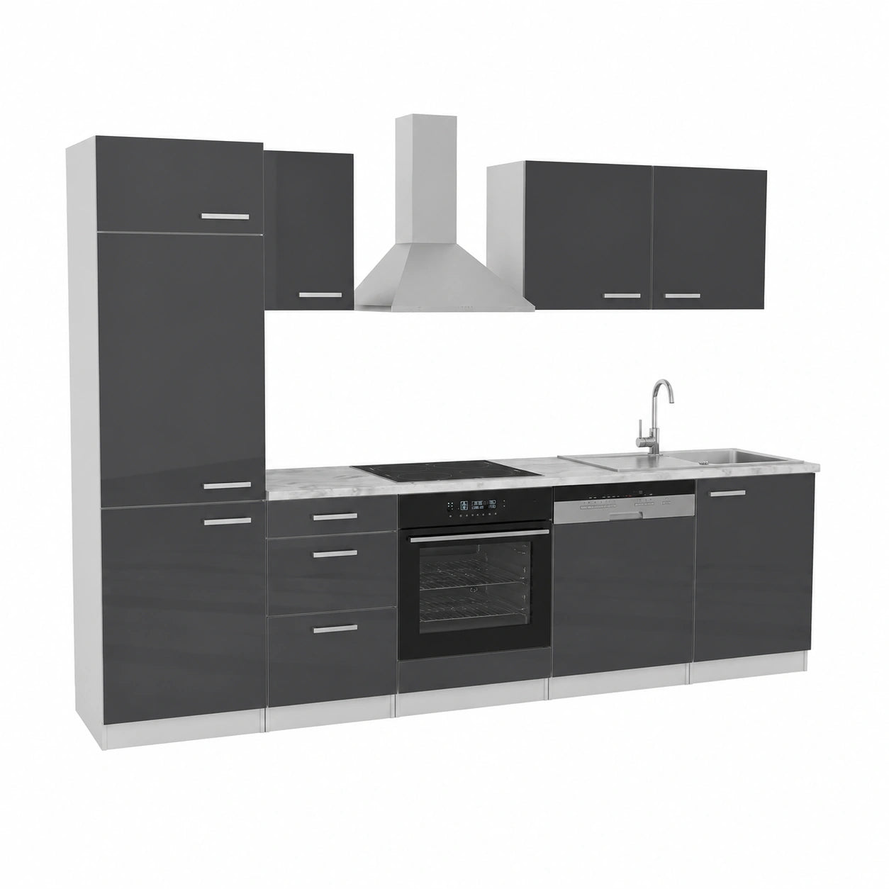 Conjunto de Cocina Vicco Optima, 270 cm, Antracita y Blanco, Personalizable