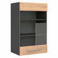 Módulo de Cocina con Puertas de Vidrio, Roble Dorado, Serie Fame-Line, 40 cm