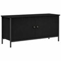 Mesa de TV Moderna de Roble Negro 100x35x45 cm con Amplio Almacenamiento