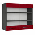 Armario de Cocina Rojo Brillante Vidrio 80 cm, Compatible Serie Fame-Line