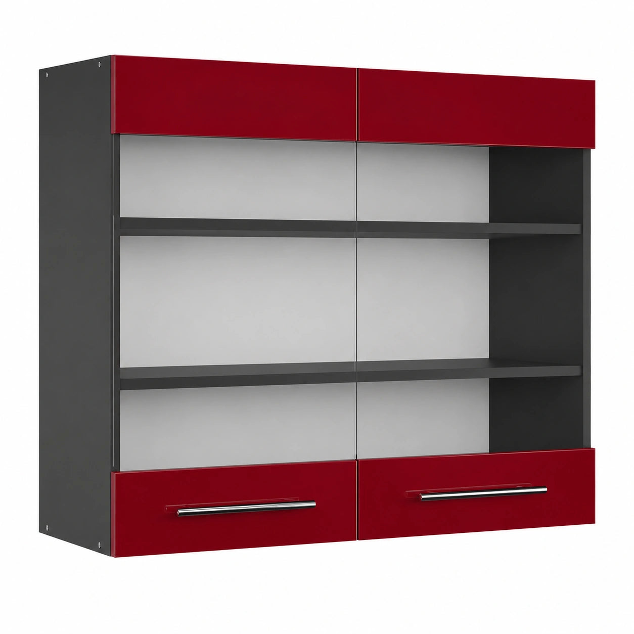 Armario de Cocina Rojo Brillante Vidrio 80 cm, Compatible Serie Fame-Line