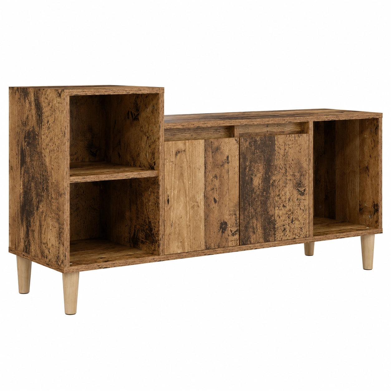 Mueble de TV de Madera Reciclada 100x35x55 cm, Diseño Rústico, Espacio Amplio