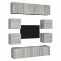 Conjunto de Muebles de TV de Madera Sonoma Gris para Pared con Almacenamiento, Diseño Moderno para Salón
