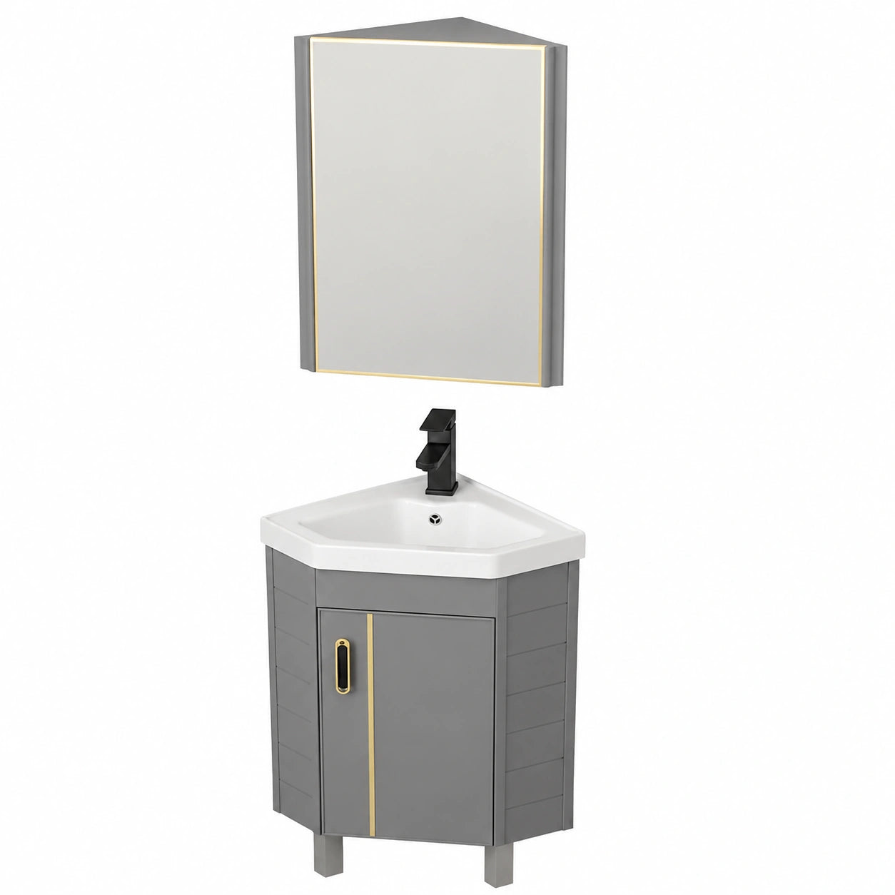 Mueble de Baño Rinconero con Espejo y Amplio Almacenamiento para Espacios Reducidos