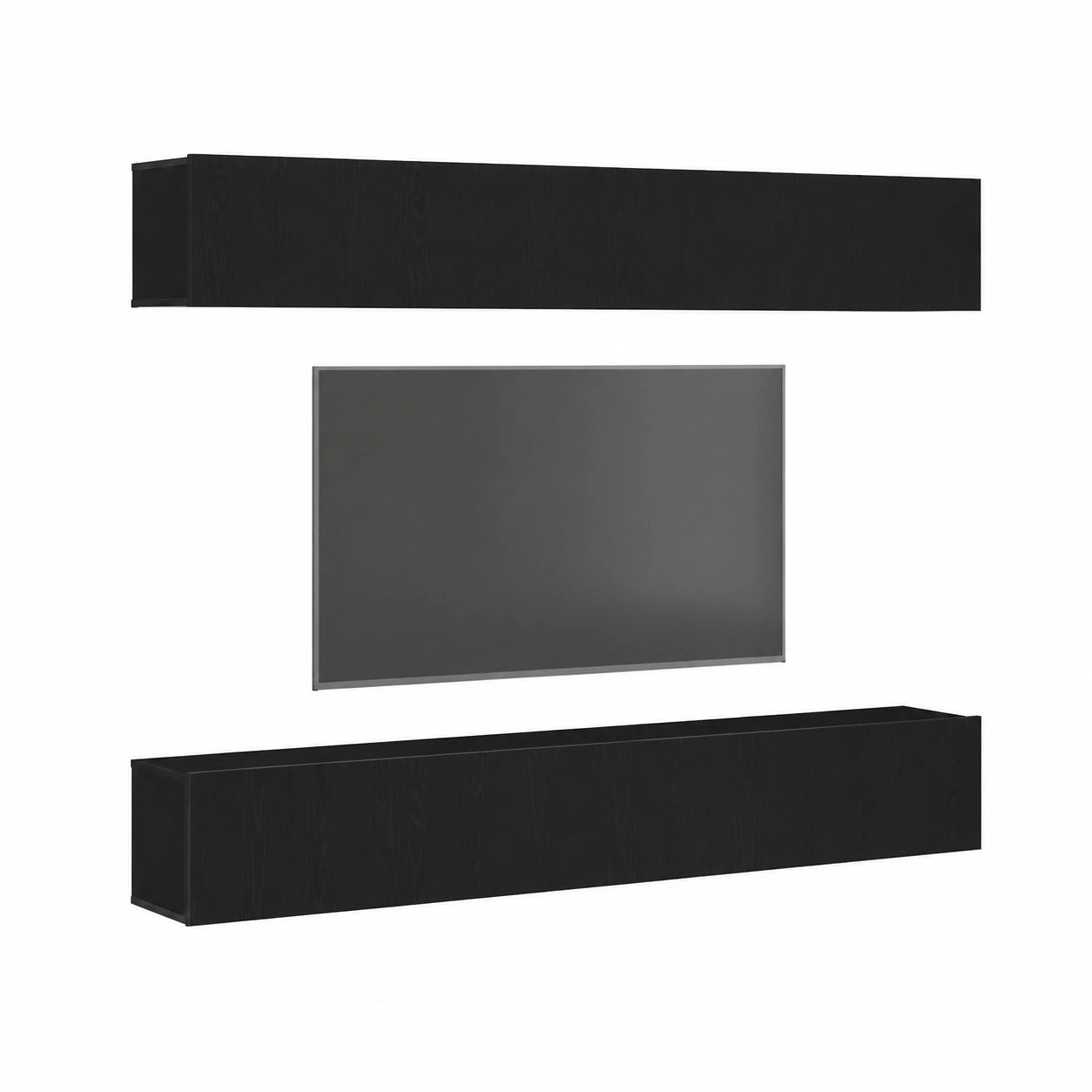 Conjunto de Muebles de TV Montados en Pared, Efecto Roble Negro, 4 Piezas, con Puertas Abatibles, para Sala de Estar