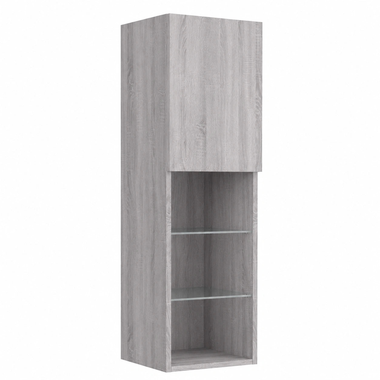 Centro de Entretenimiento de Madera Gris Sonoma con Luces LED, para Montaje en Pared, 30,5 x 30 x 102 cm