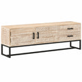Centro de entretenimiento de madera de acacia blanca, 140 x 30 x 45 cm, armario con puertas y cajones para salón