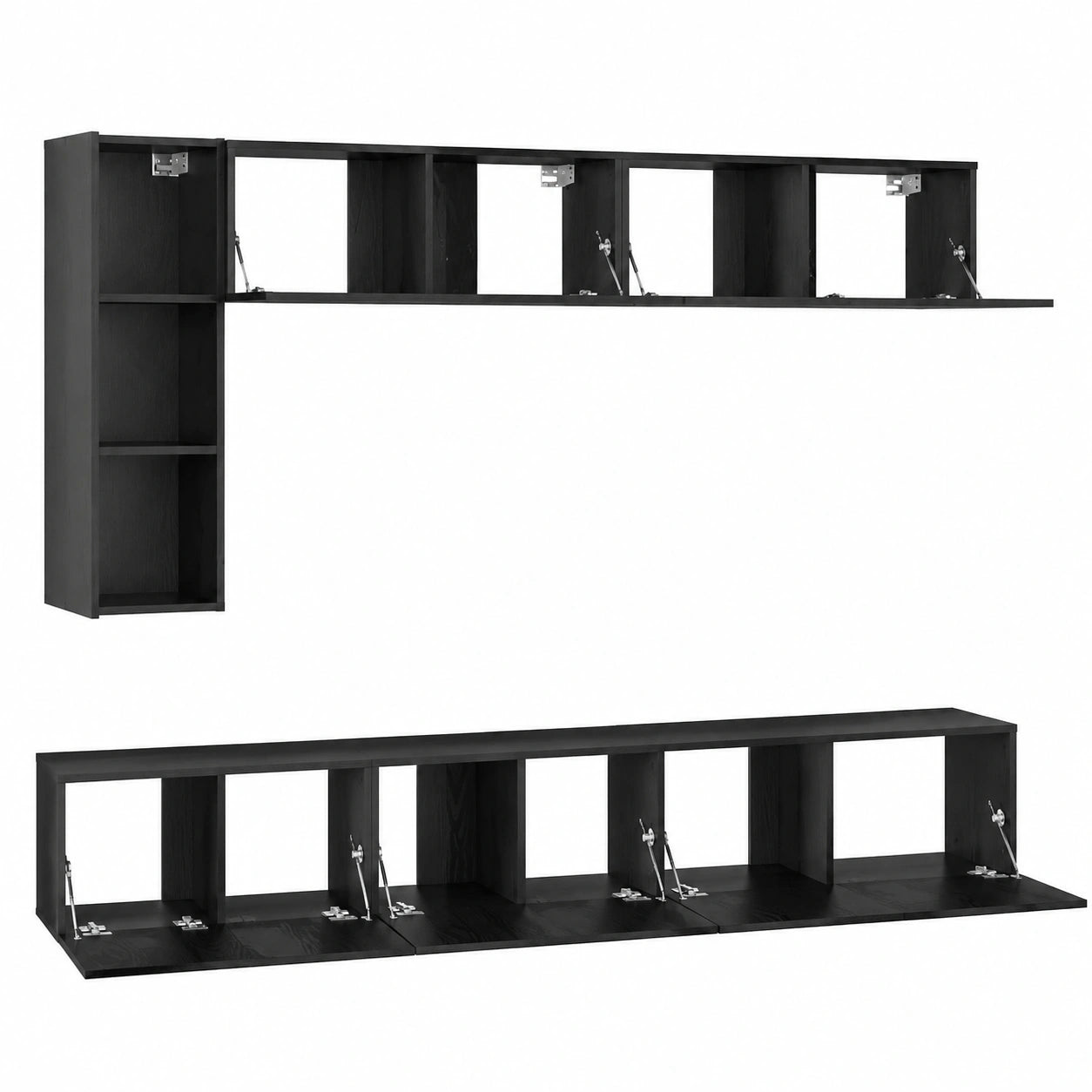Conjunto de Muebles para TV en Roble Negro, 6 Piezas, Diseño Moderno