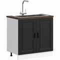 Armario Bajo Fregadero Cocina Porto Negro 80x46x81,5cm Madera Diseñada Sin Encimera