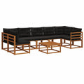 Conjunto de Muebles de Jardín Moderna con Cojines, Sofá Modular 8 Piezas Natural y Negro, Elegantes y Resistentes