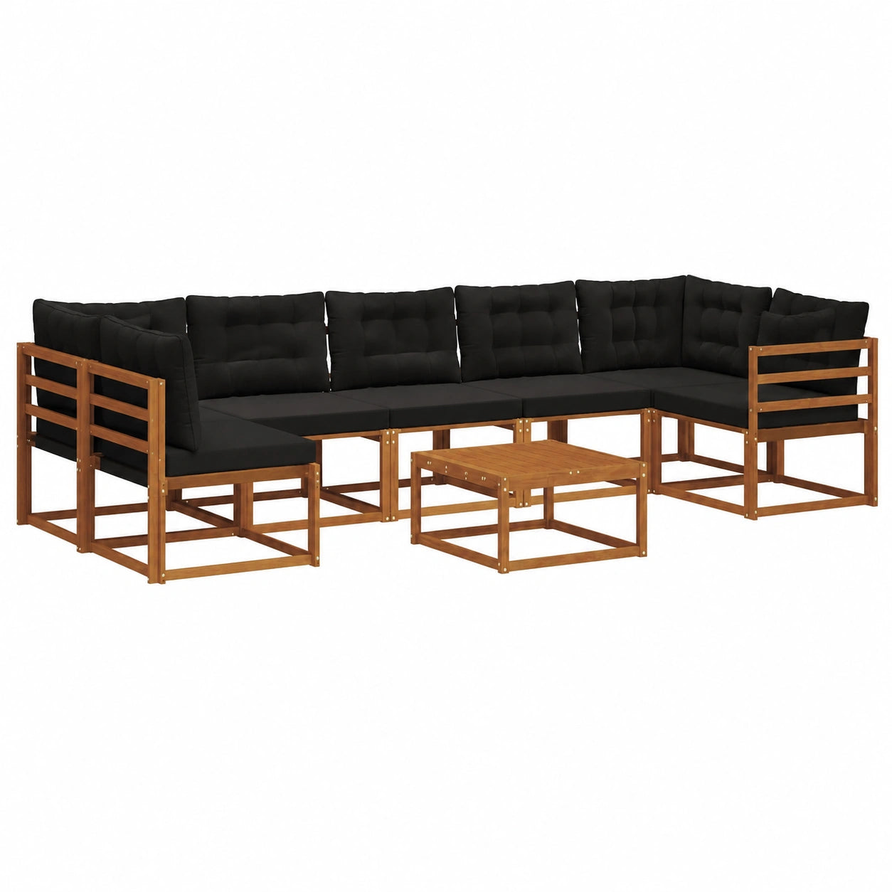 Conjunto de Muebles de Jardín Moderna con Cojines, Sofá Modular 8 Piezas Natural y Negro, Elegantes y Resistentes
