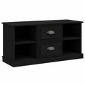 Mesa para TV en madera de roble negro, diseño moderno, con cajón y estantes