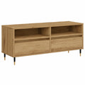 Soporte para TV de Madera Roble con Cajones y Patas Metálicas, 100x34,5x44,5cm