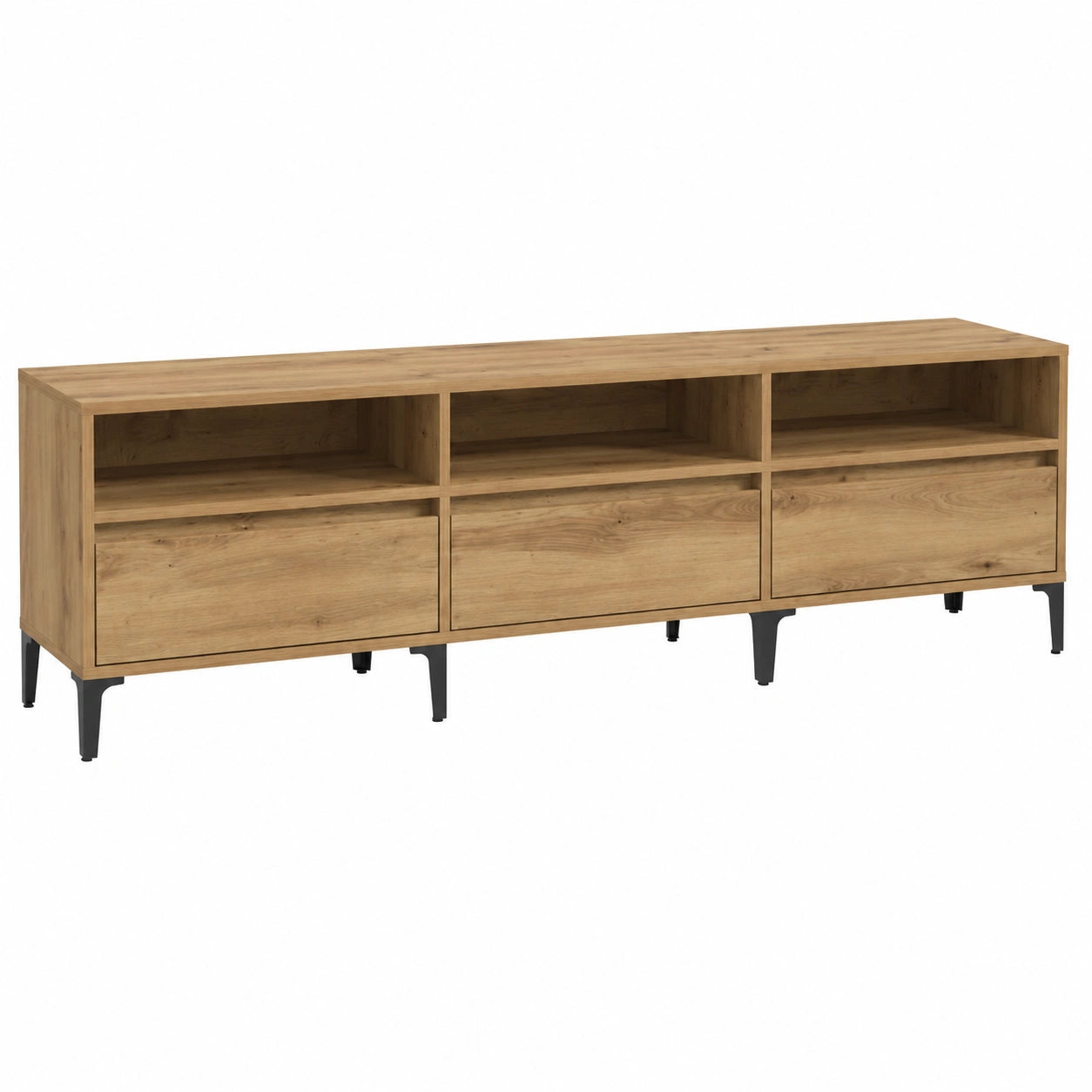 Mesa de TV de Roble con Estilo Industrial, 150 cm con Puertas y Estantes