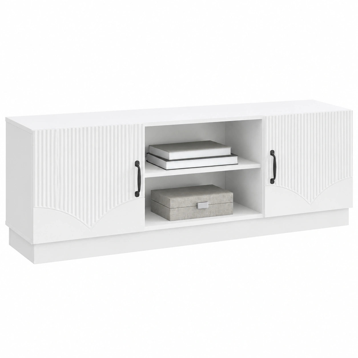 Mesa de TV Moderna 150 cm con Estante y Acabado Brillante
