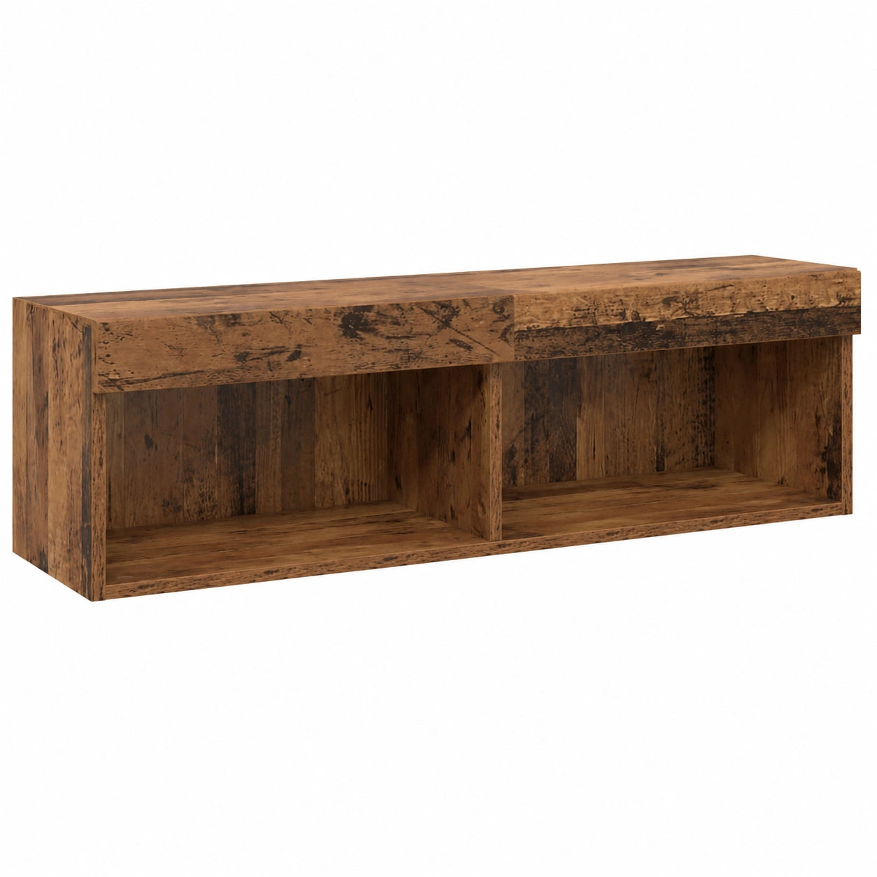Conjunto de Mueble para TV de Madera Reciclada con Iluminación y Estantes Modernos
