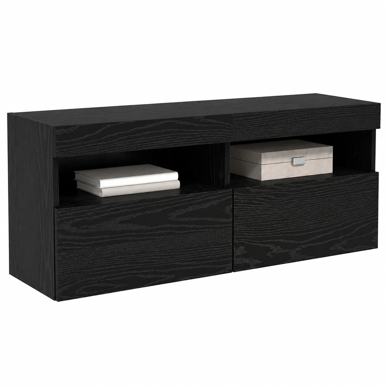 Mueble de TV Flotante de Roble Negro 100x30x40 cm, Centro de Entretenimiento Moderno