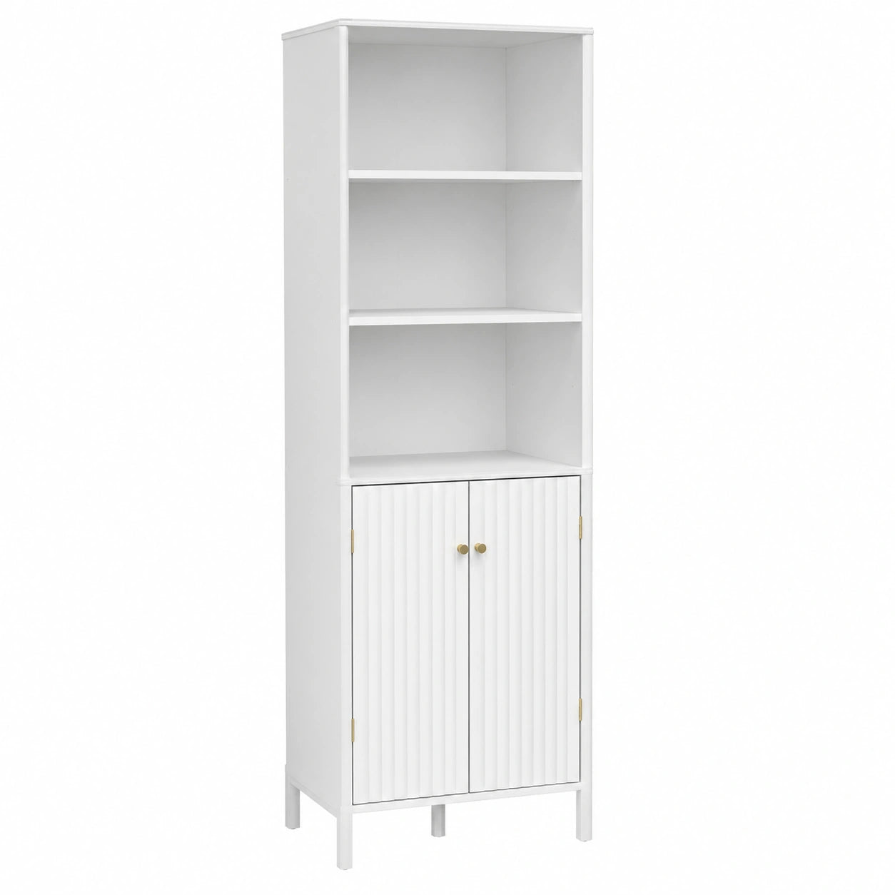 GOPLUS Armario Esquinero Blanco con 3 Estantes y 2 Puertas, Almacenamiento Ajustable para Hogar