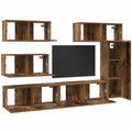 Conjunto de Muebles de TV 6 piezas de Madera Reciclada, Estilo Moderno, Almacenamiento y Soporte para Televisor