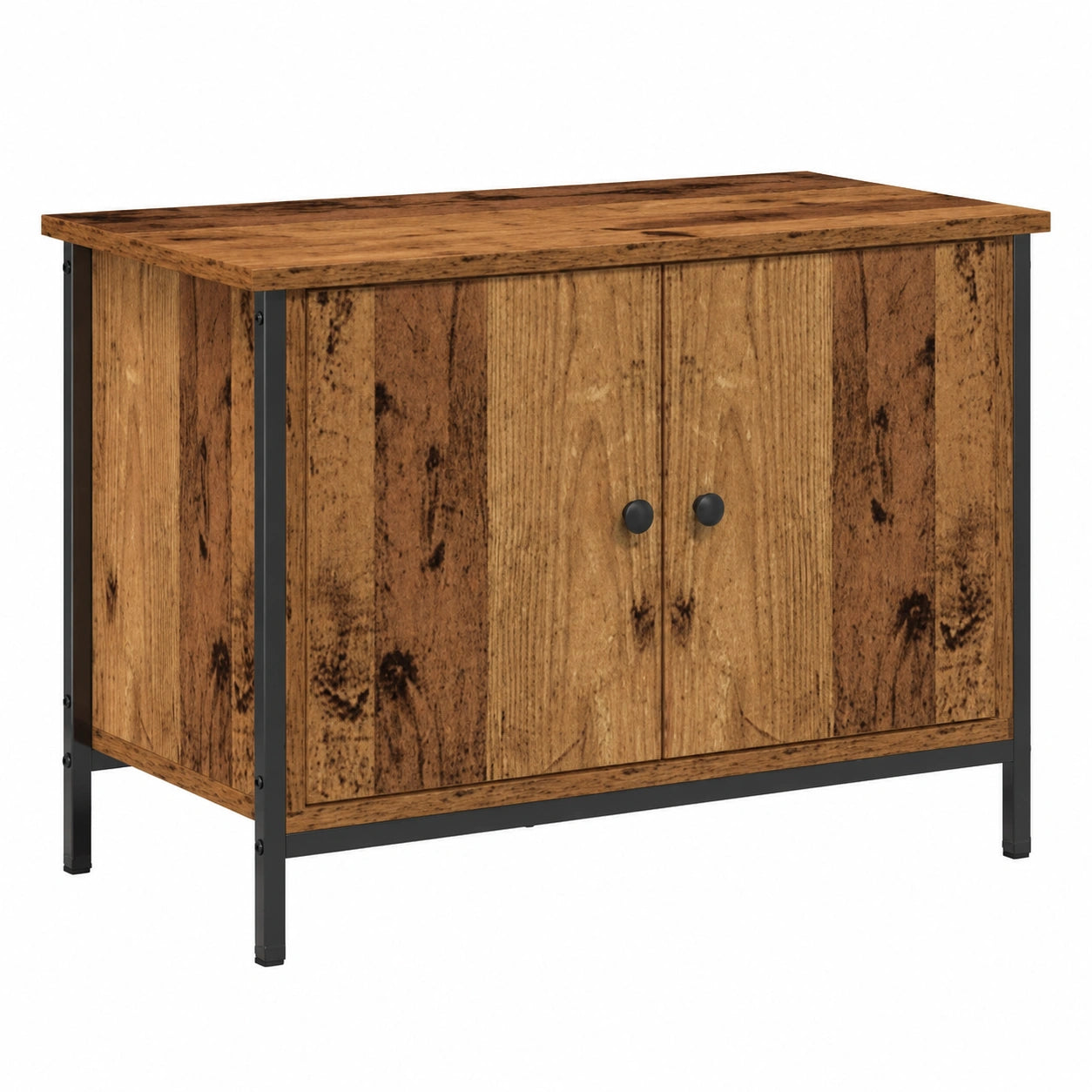 Mesa de TV de madera vintage con puertas dobles y acabado mate para salón y dormitorio