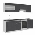 Conjunto de Cocina Vicco Raul, Antracita Brillante y Blanco, 240 cm