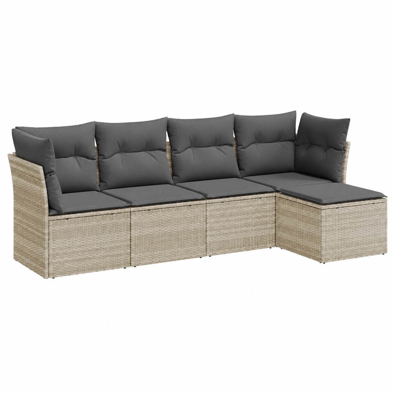 Conjunto de Muebles de Jardín 5 Piezas, Poliratán Resistente UV, Cojines Impermeables, Almacenamiento Incluido