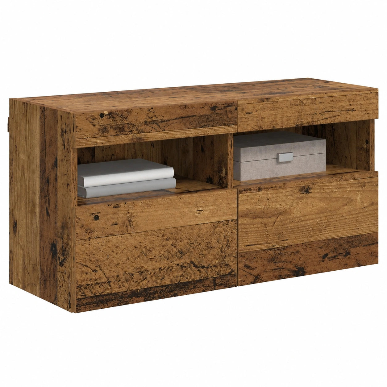 Mueble de TV de Pared de Madera Reciclada 80x30x40 cm, Centro de Entretenimiento Moderno y Práctico